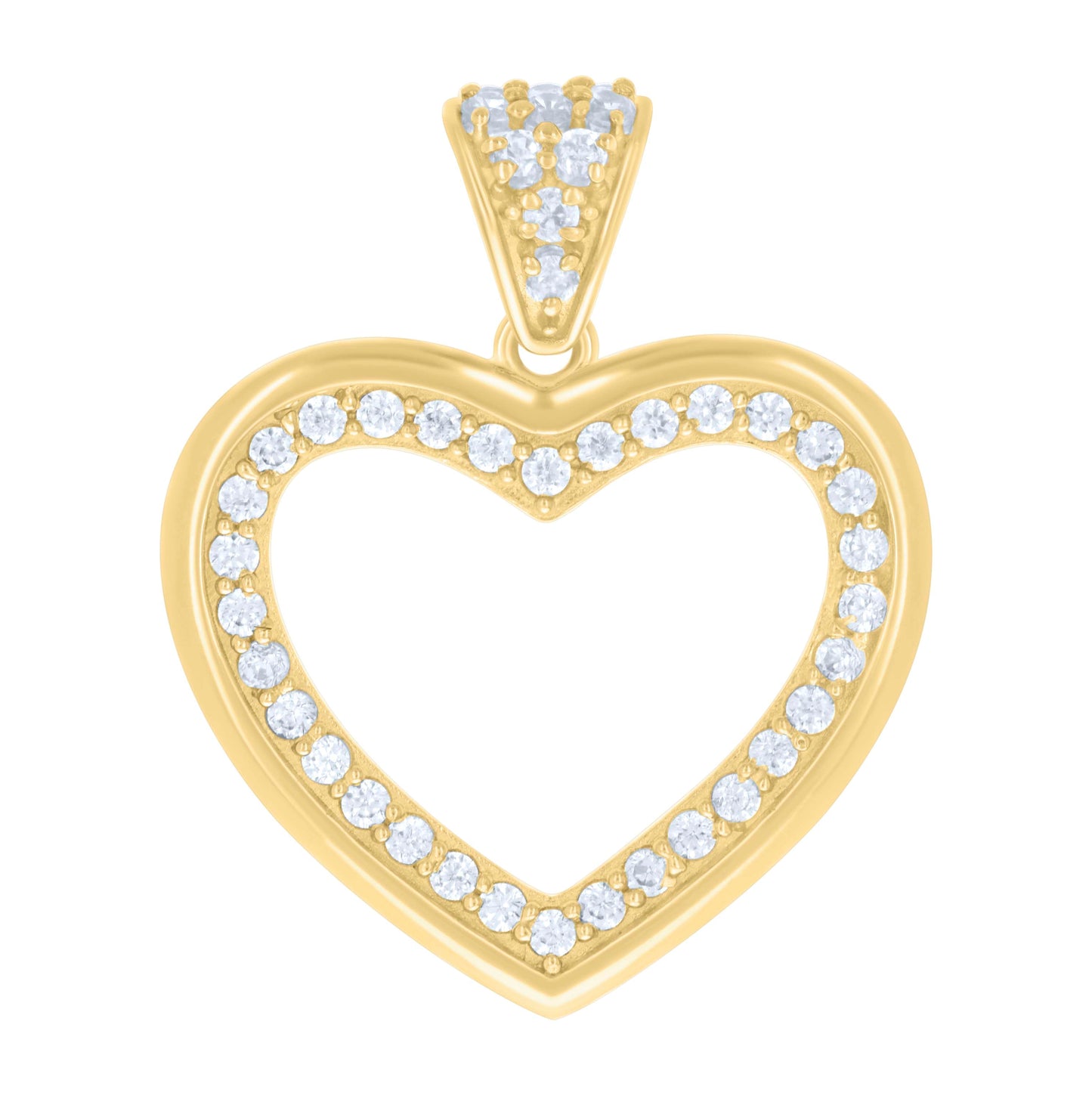 10K Yellow Gold Womens Cubic-Zirconia Heart Charm Pendant