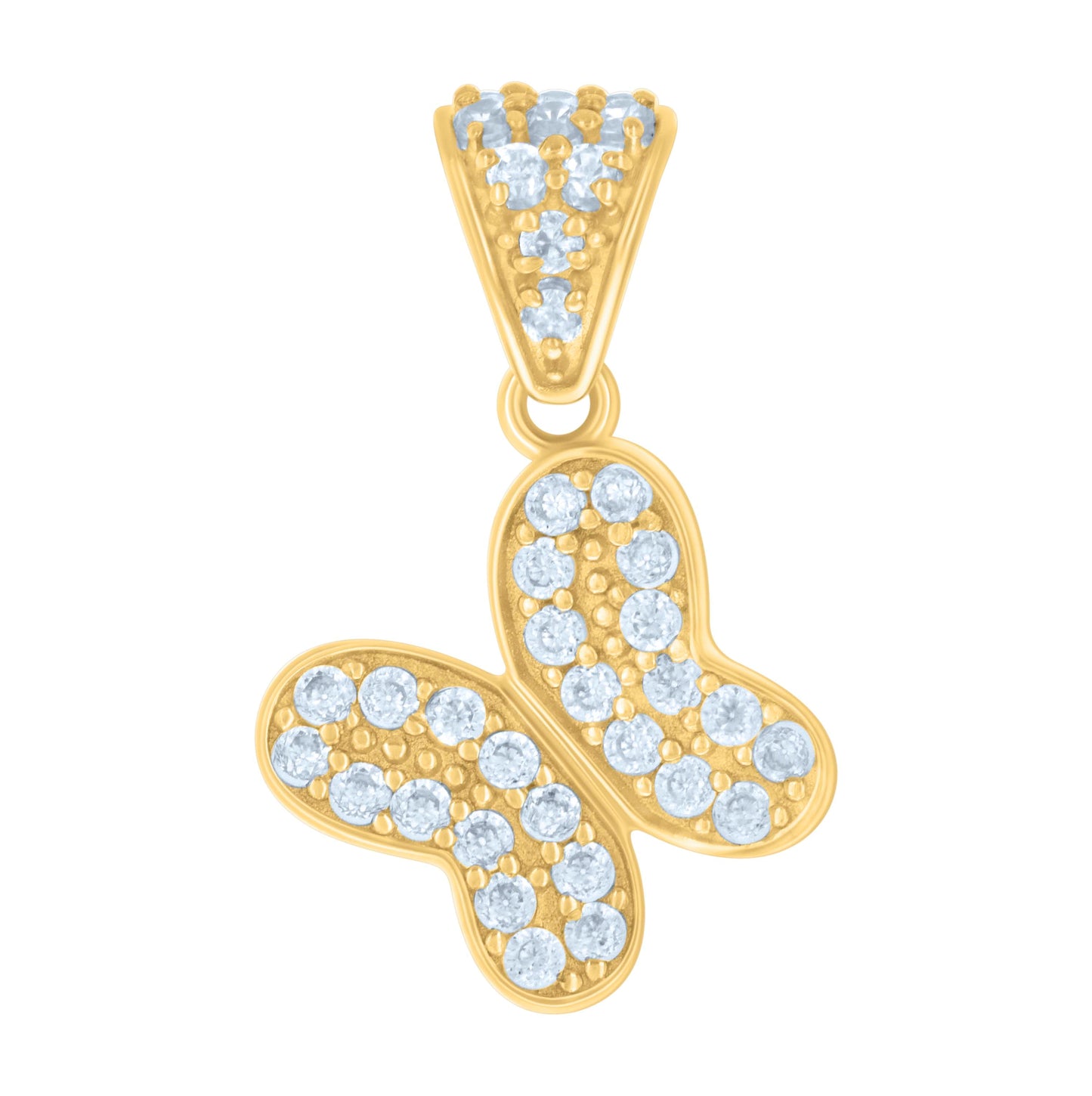 10K Yellow Gold Womens Cubic-Zirconia Butterfly Fashion Charm Pendant