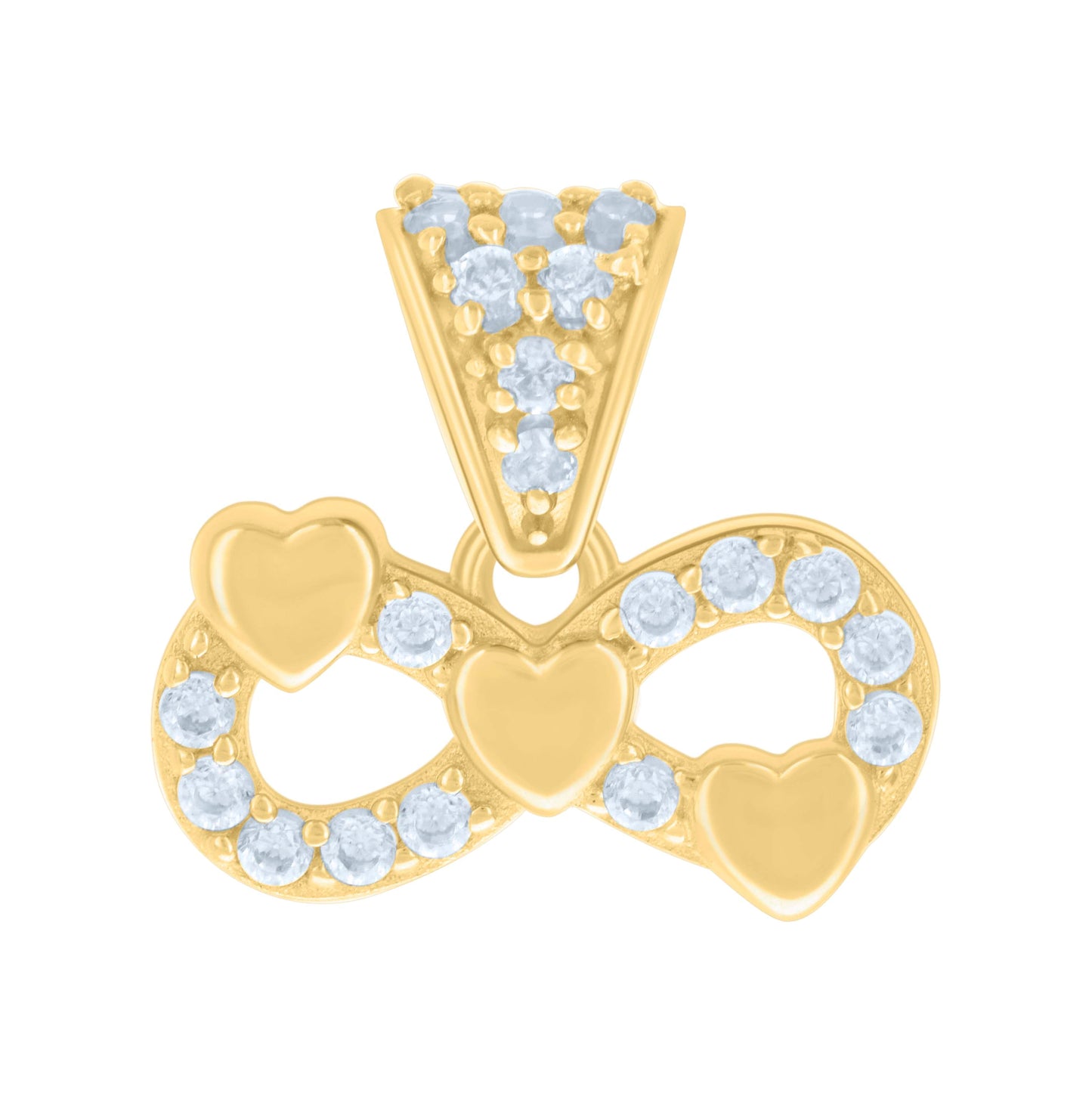 10K Yellow Gold Womens Cubic-Zirconia Infinity Hearts Charm Pendant