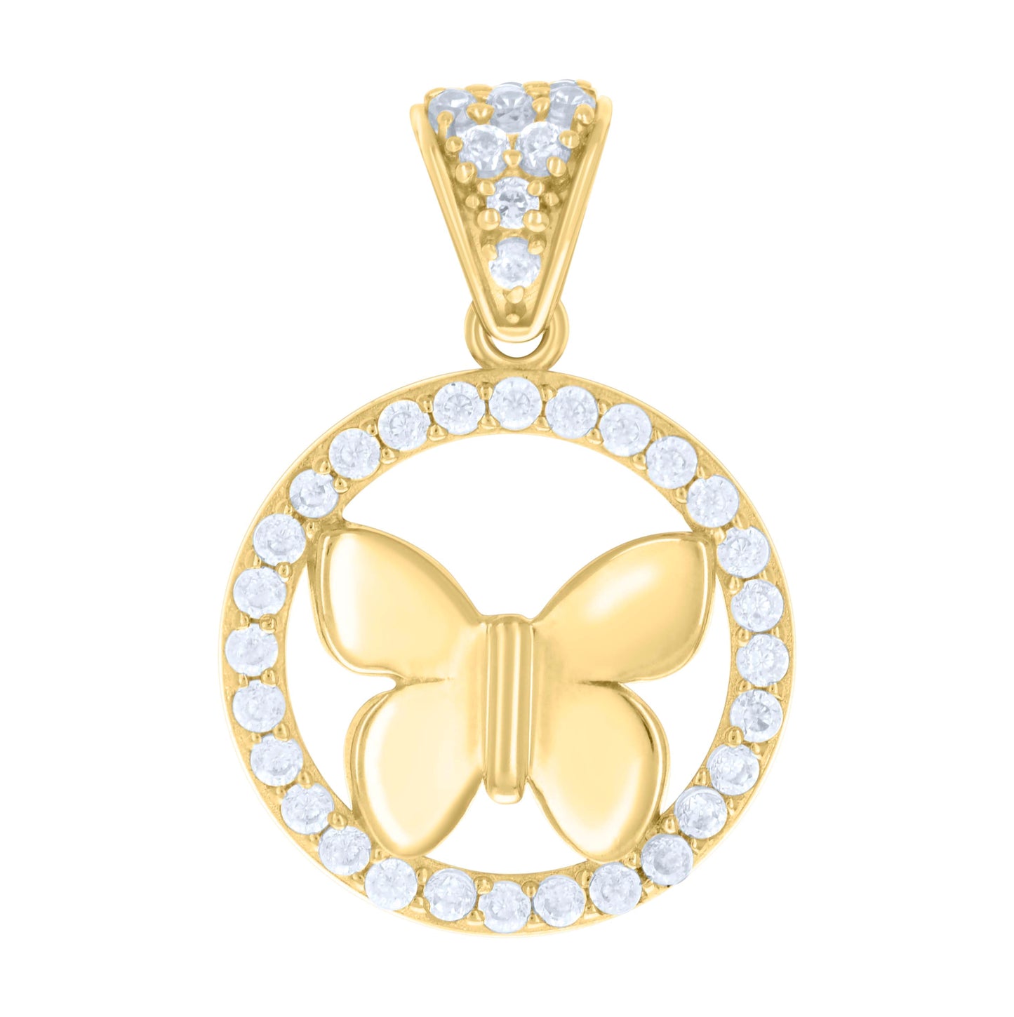 10K Yellow Gold Womens Cubic-Zirconia Butterfly Fashion Charm Pendant