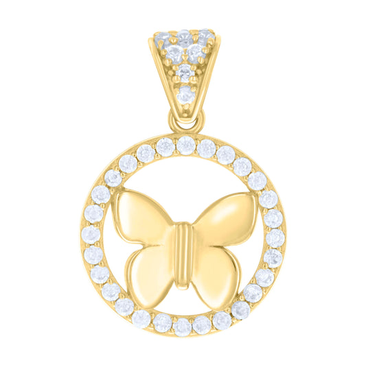 10K Yellow Gold Womens Cubic-Zirconia Butterfly Fashion Charm Pendant