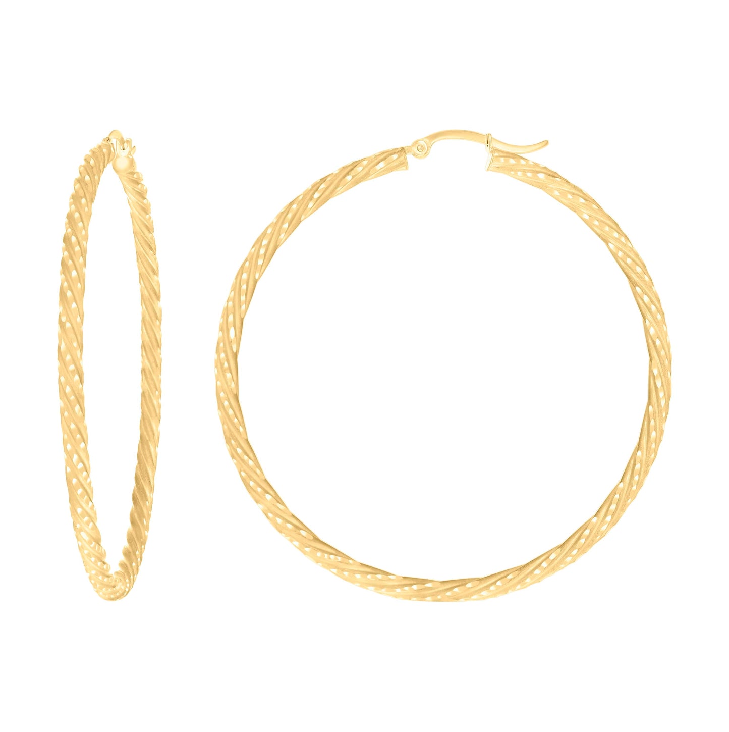 10K Yellow Gold Womens Diamond-cut Spotted Patterned Fancy Hoop Earrings
