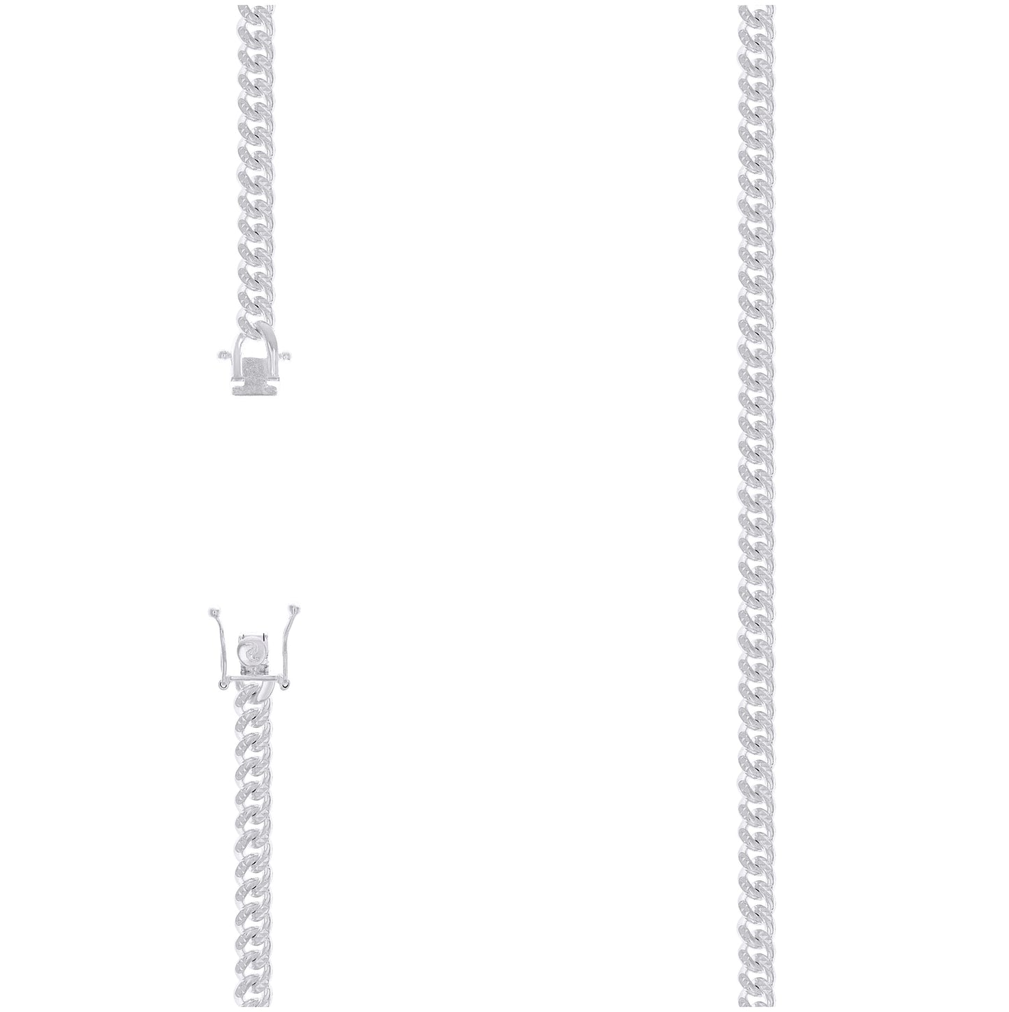 Sterling Silver Or Rhodium Plated Solid Miami Cuban Pyramid Chain