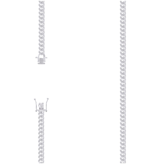 Sterling Silver Or Rhodium Plated Solid Miami Cuban Pyramid Chain