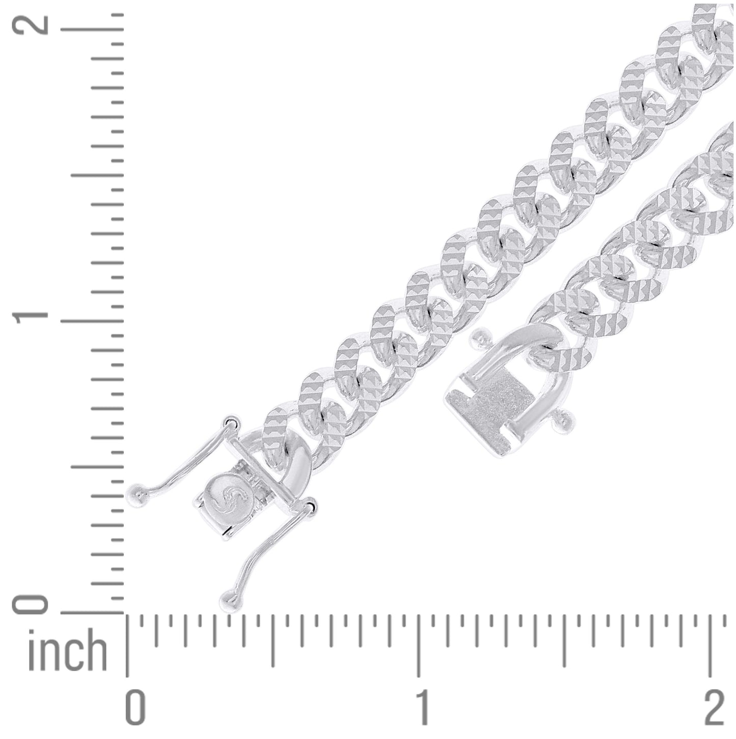 Sterling Silver Or Rhodium Plated Solid Miami Cuban Pyramid Chain