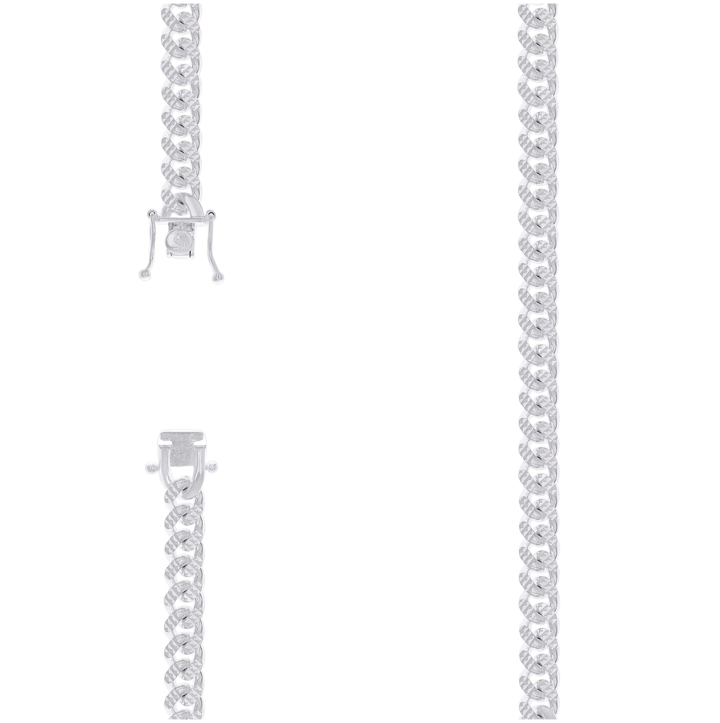 Sterling Silver Or Rhodium Plated Solid Miami Cuban Pyramid Chain