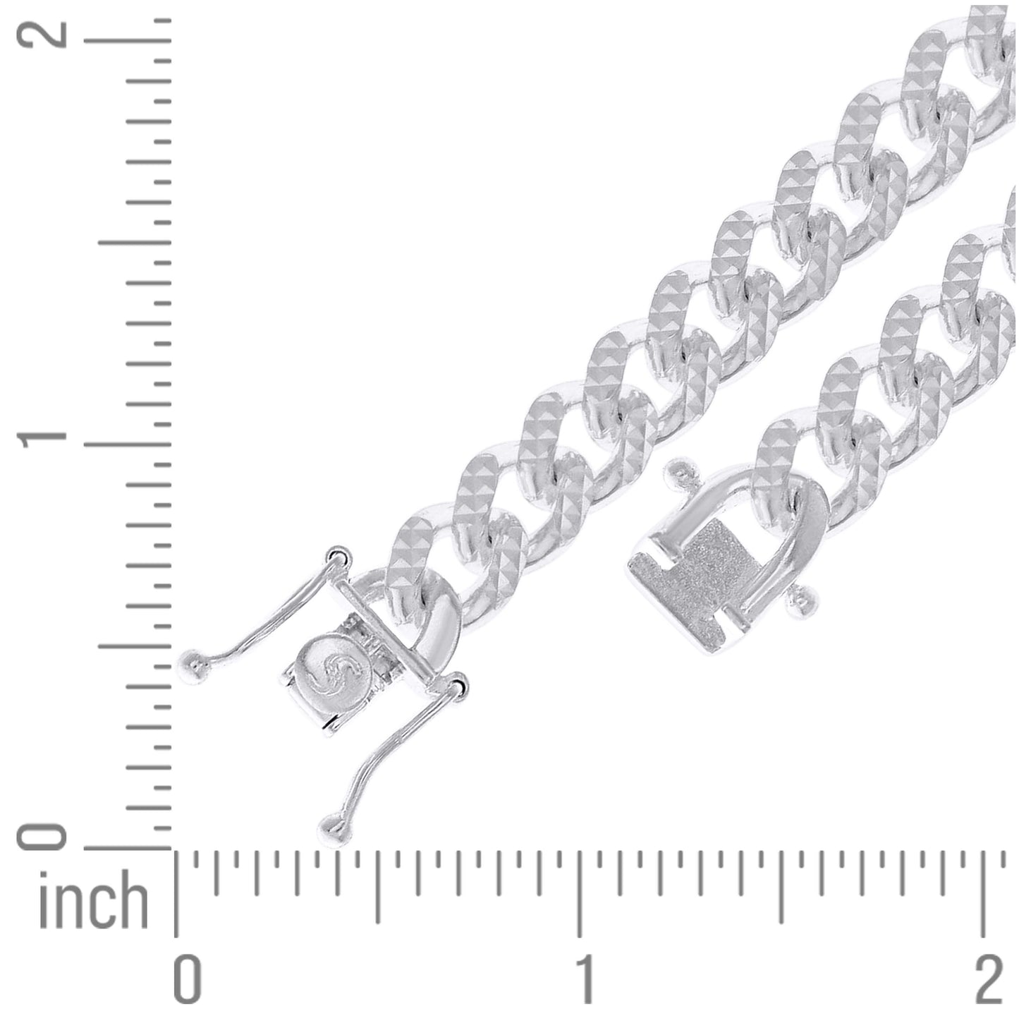 Sterling Silver Or Rhodium Plated Solid Miami Cuban Pyramid Chain