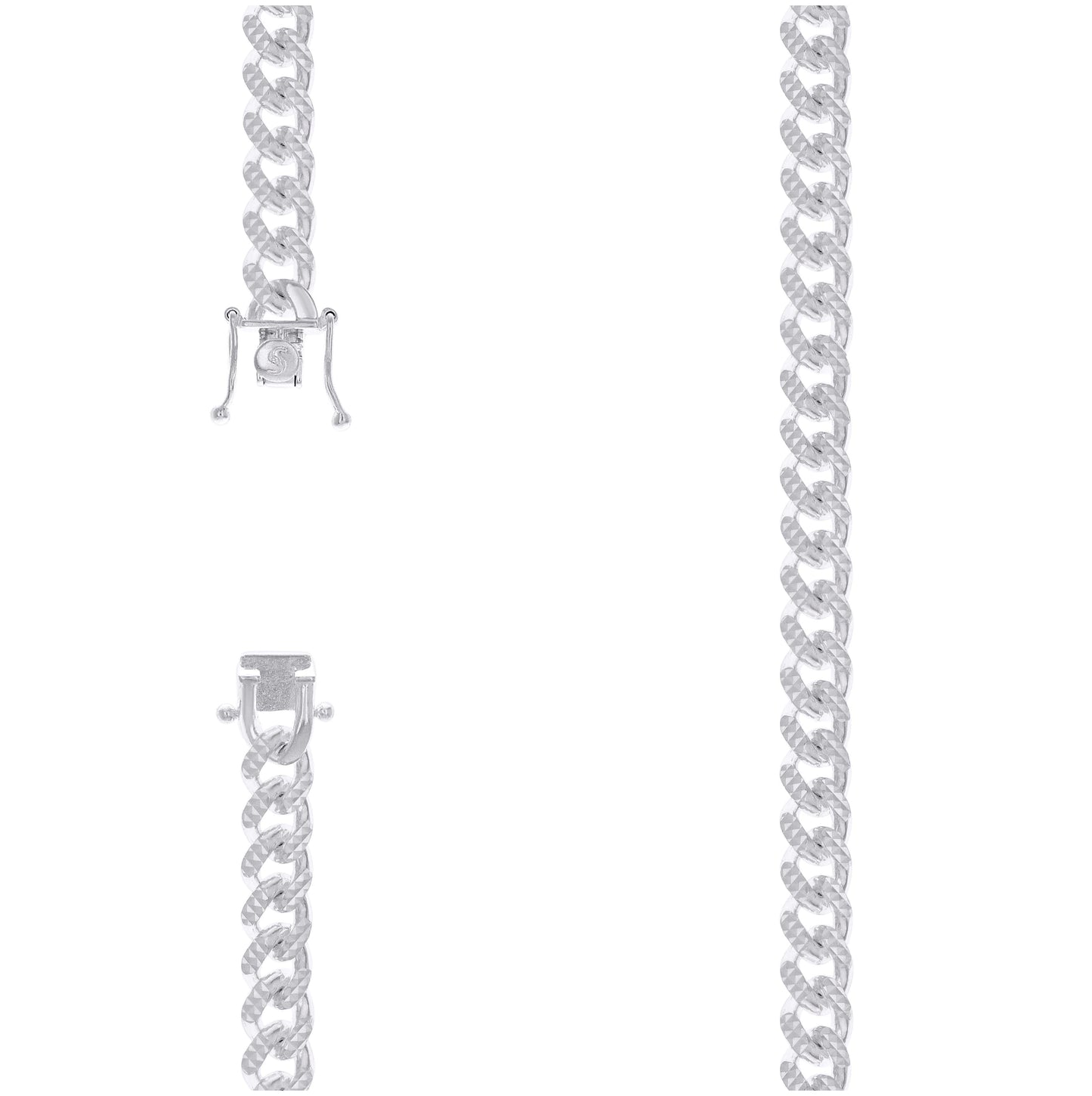 Sterling Silver Or Rhodium Plated Solid Miami Cuban Pyramid Chain