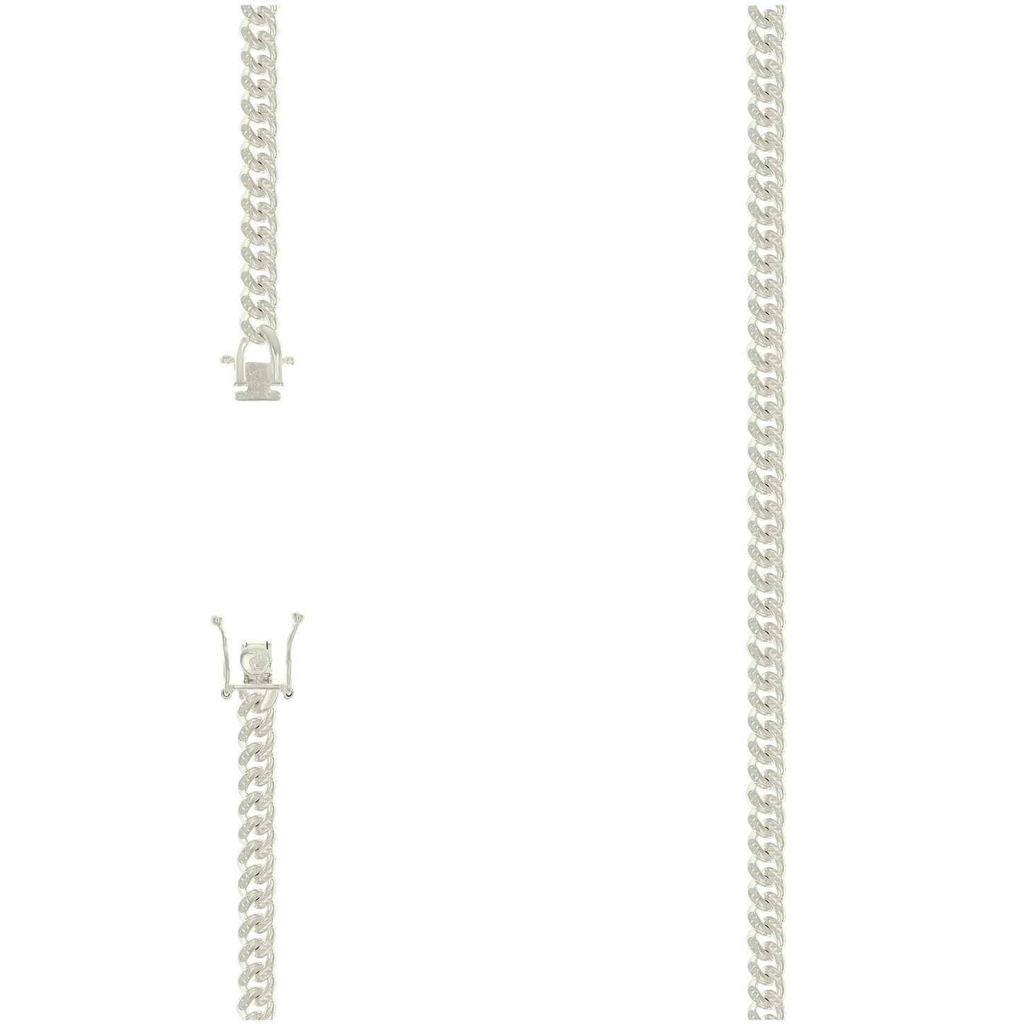 Sterling Silver Or Rhodium Plated Solid Miami Cuban Pyramid Chain