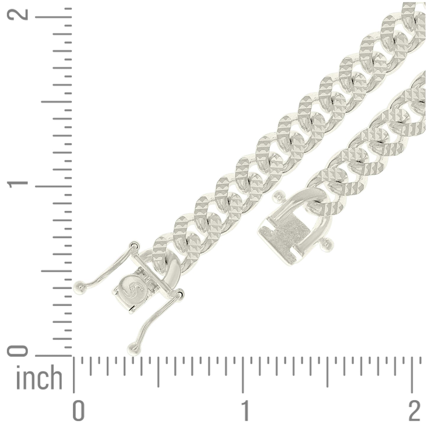 Sterling Silver Or Rhodium Plated Solid Miami Cuban Pyramid Chain