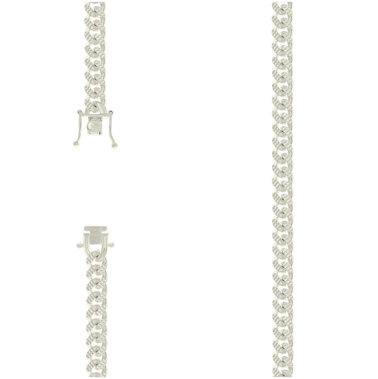 Sterling Silver Or Rhodium Plated Solid Miami Cuban Pyramid Chain