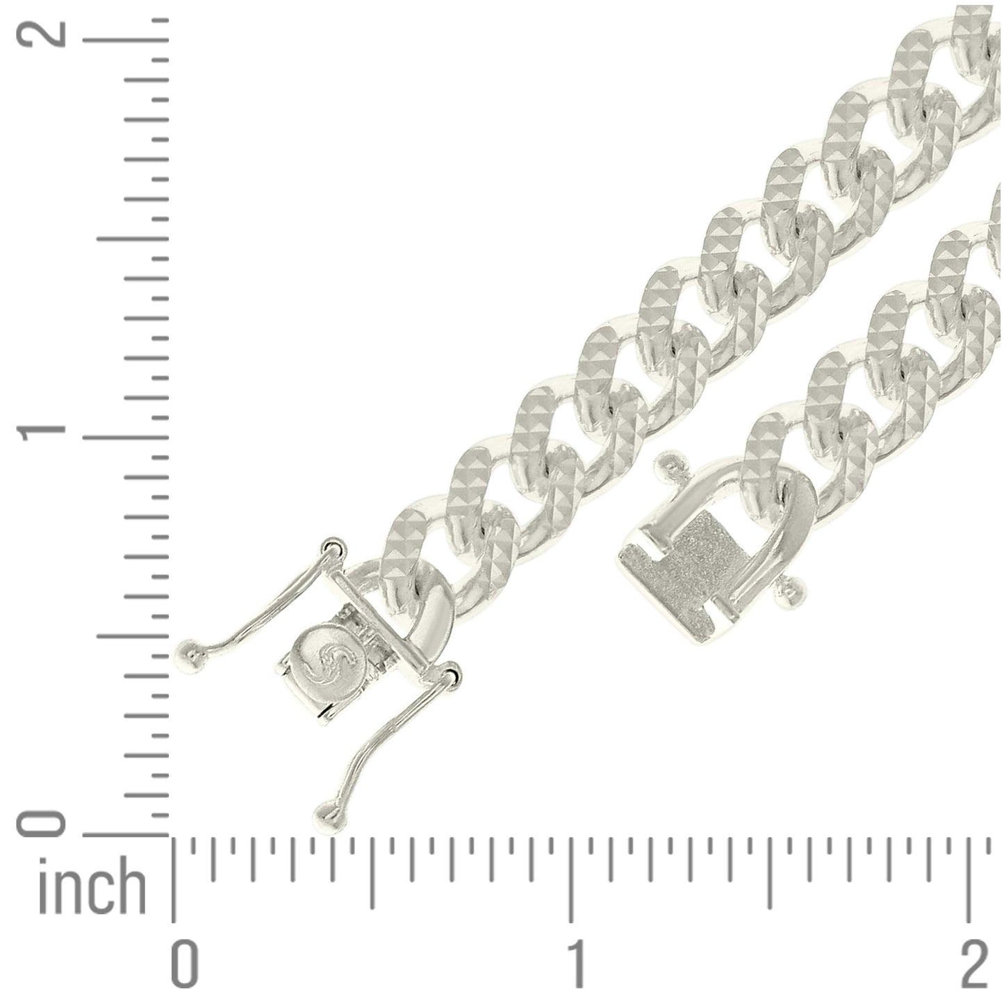 Sterling Silver Or Rhodium Plated Solid Miami Cuban Pyramid Chain