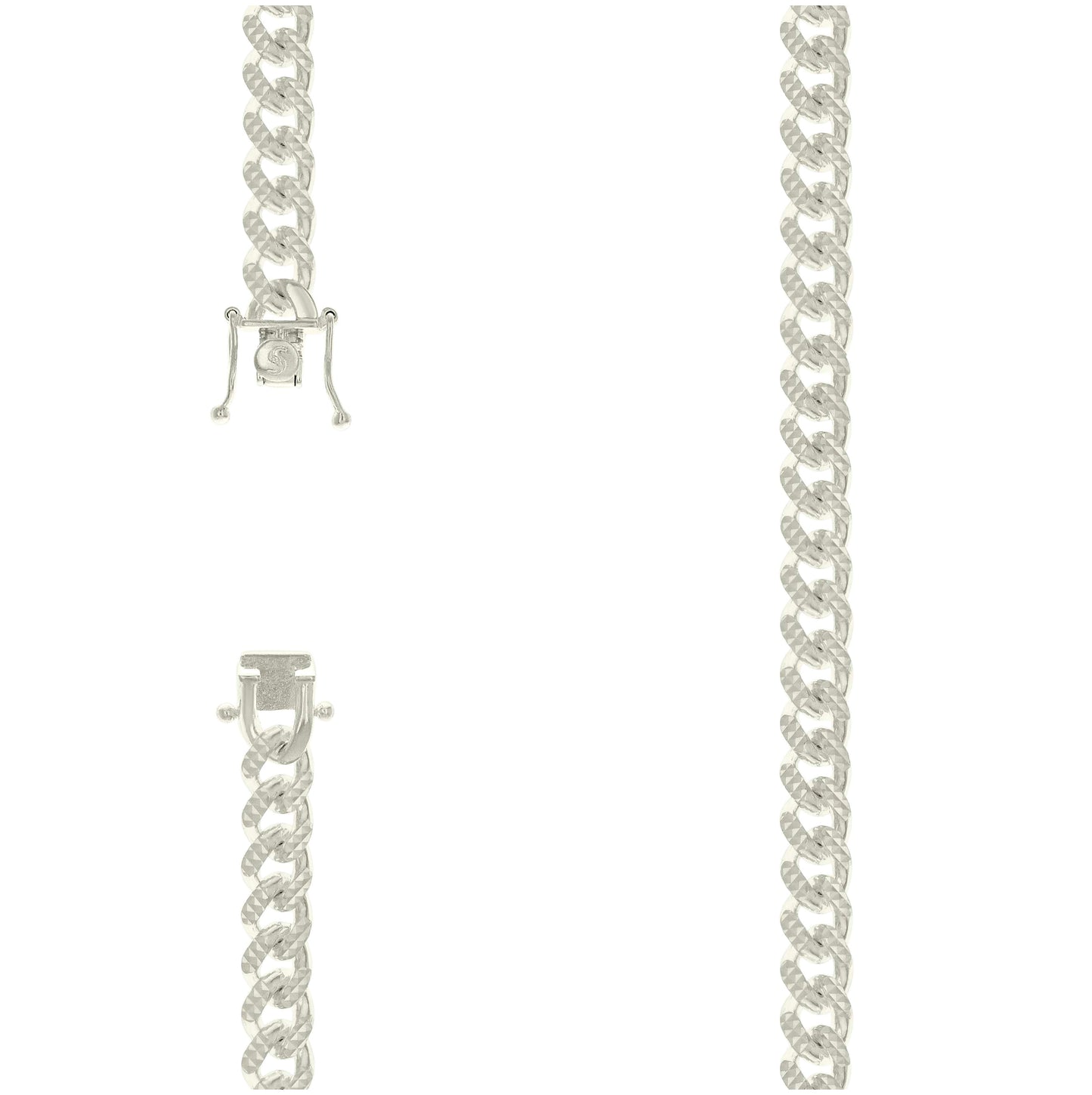 Sterling Silver Or Rhodium Plated Solid Miami Cuban Pyramid Chain