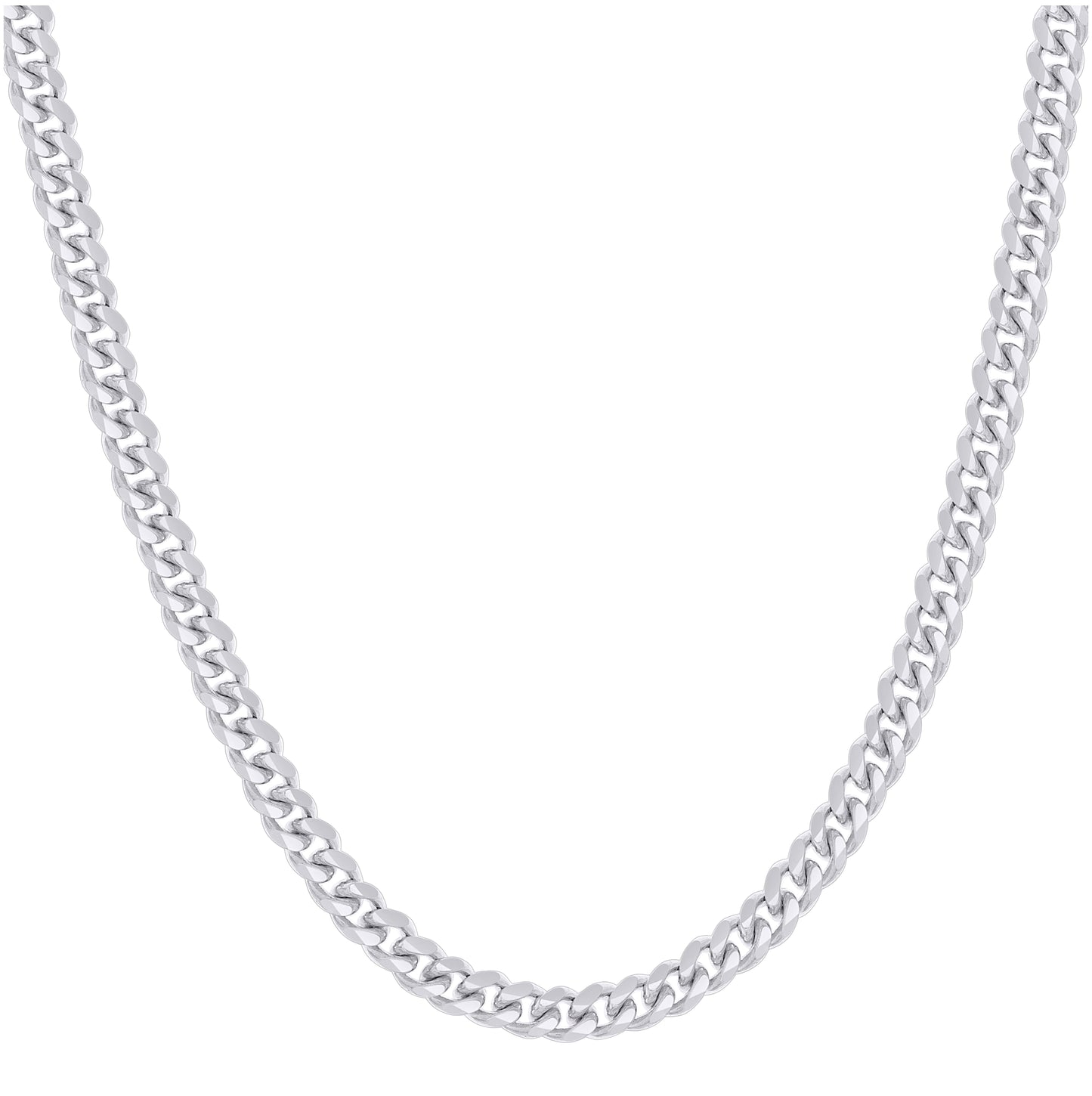 Sterling Silver Rhodium Plated Solid Miami Cuban Chain