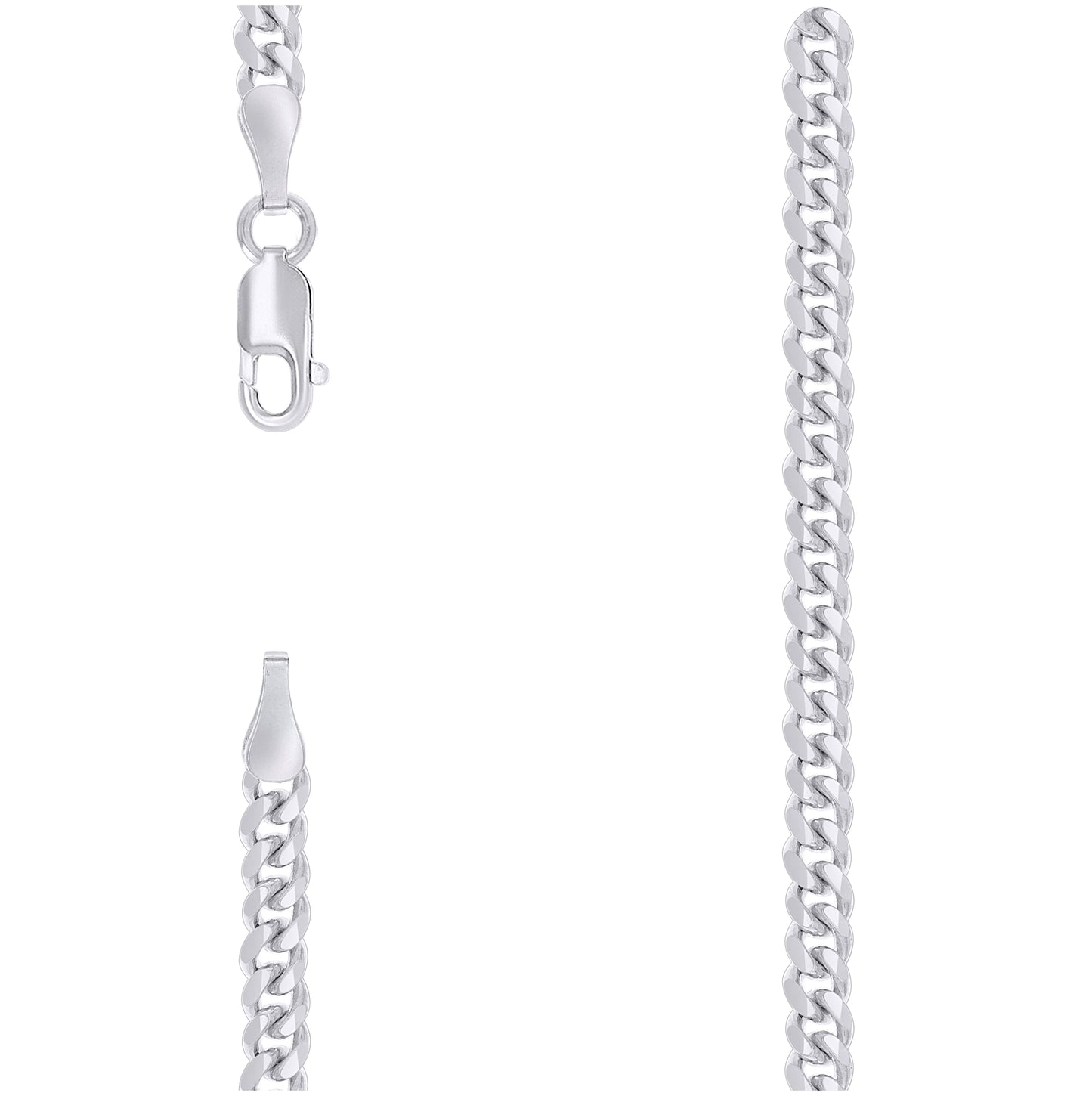 Sterling Silver Rhodium Plated Solid Miami Cuban Chain