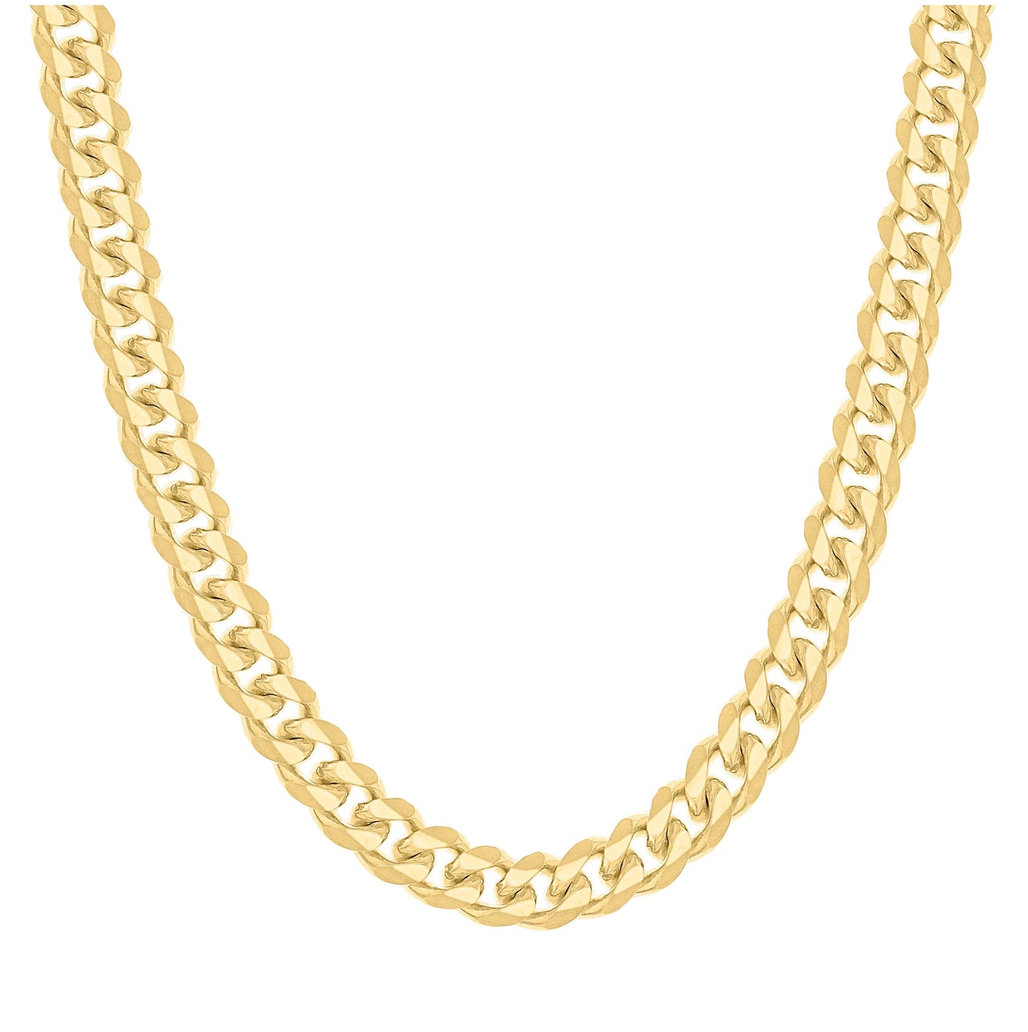 Sterling Silver Yellow-Tone Solid Miami Cuban Chain