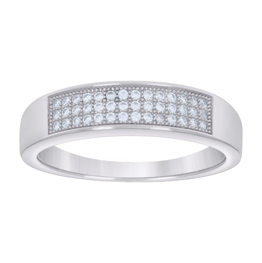 Sterling Silver Mens 0.30ct Moissanite Fashion Bridal Anniversary Engagement Wedding Band Ring