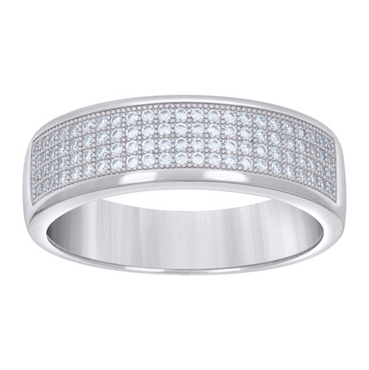 Sterling Silver Mens 0.60ct Moissanite Fashion Bridal Anniversary Engagement Wedding Band Ring