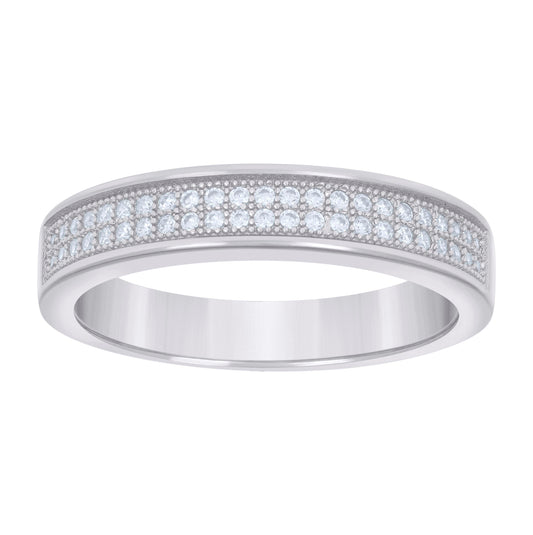 Sterling Silver Mens 0.32ct Moissanite Fashion Bridal Anniversary Engagement Wedding Band Ring
