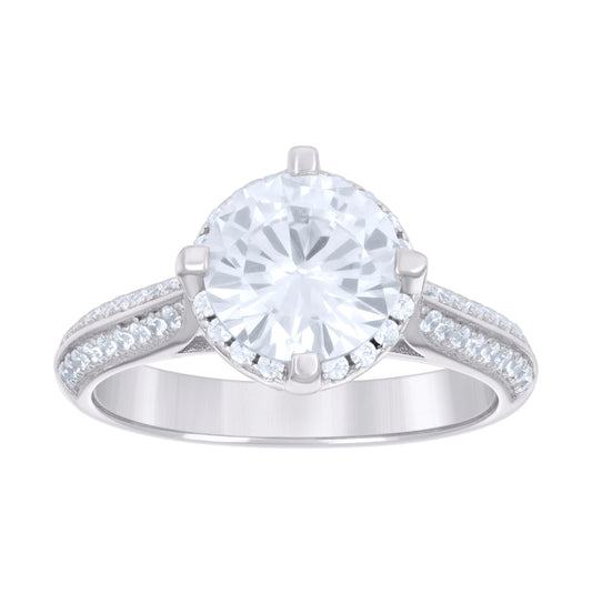 Sterling Silver Womens 1.71ct Moissanite Bridal Anniversary Engagement Wedding Ring