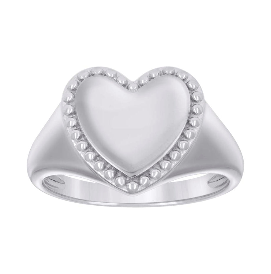 Sterling Silver Women's Heart Bridal Anniversary Wedding Engagement Band Ring