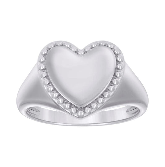 Sterling Silver Women's Heart Bridal Anniversary Wedding Engagement Band Ring