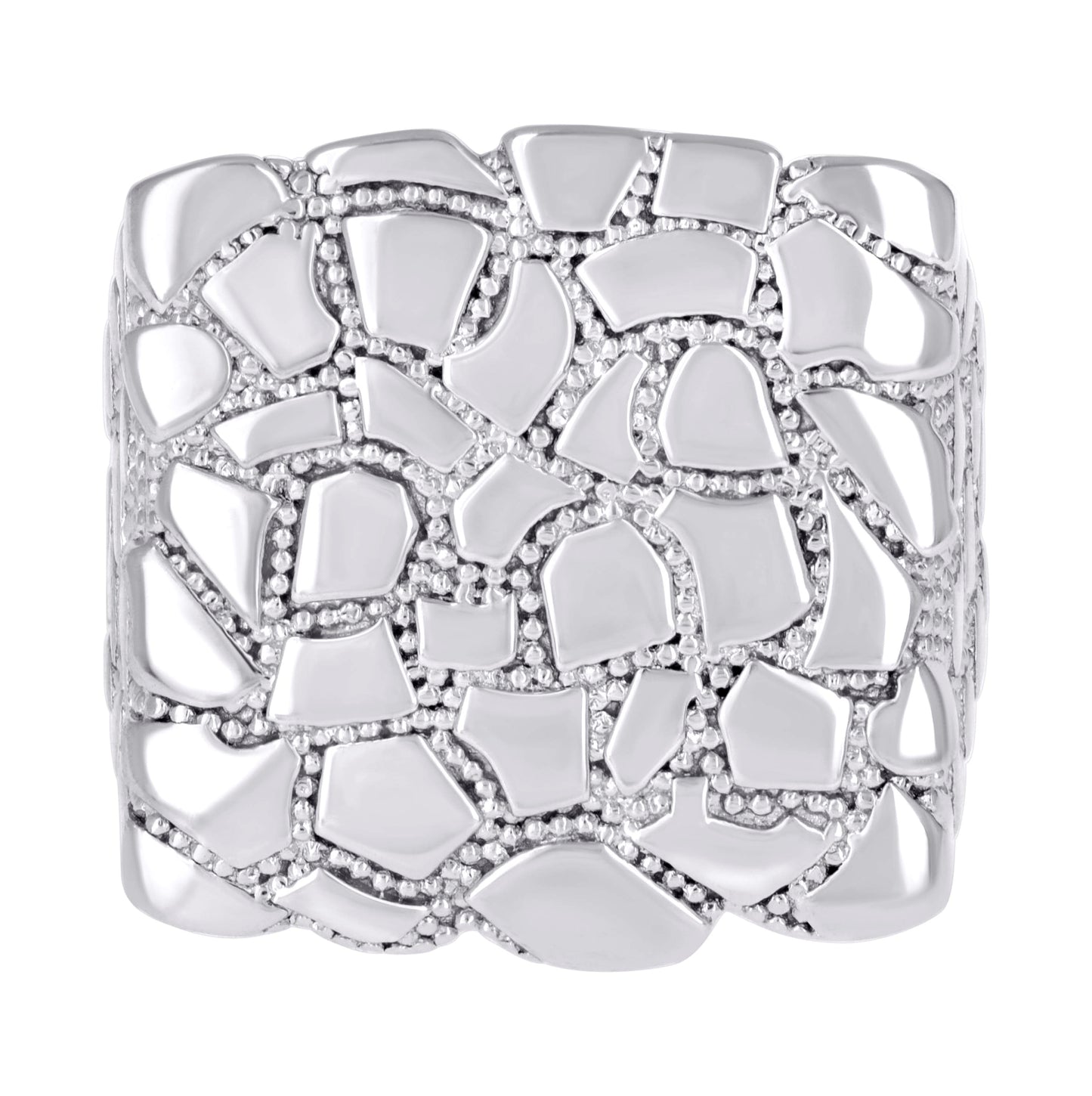 Sterling Silver Men's Nugget Square Head Fashion Bridal Anniversary Wedding Engagement Band Ring