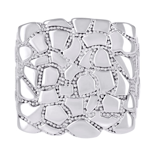 Sterling Silver Men's Nugget Square Head Fashion Bridal Anniversary Wedding Engagement Band Ring