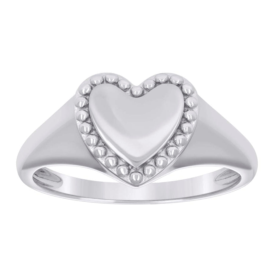 Sterling Silver Women's Heart Bridal Anniversary Wedding Engagement Band Ring