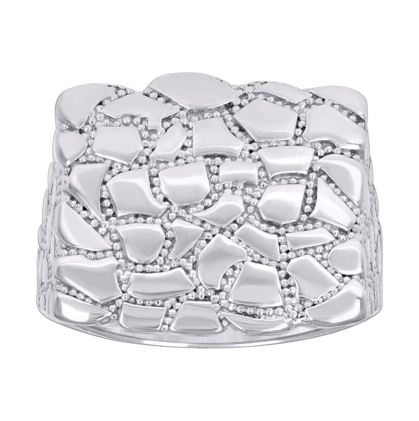 Sterling Silver Mens Nugget Square Head Fashion Bridal Anniversary Wedding Engagement Band Ring