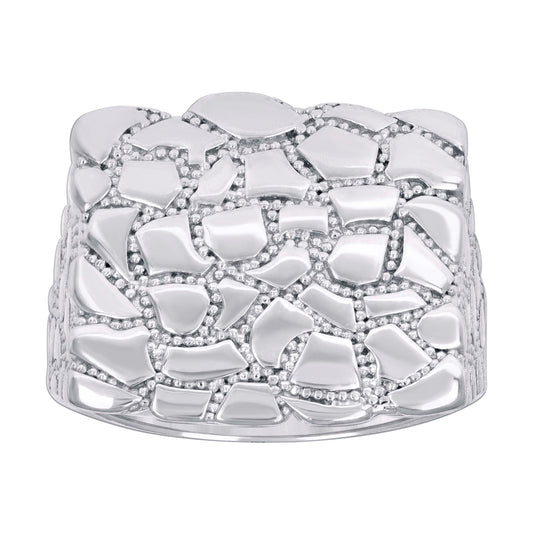 Sterling Silver Mens Nugget Square Head Fashion Bridal Anniversary Wedding Engagement Band Ring