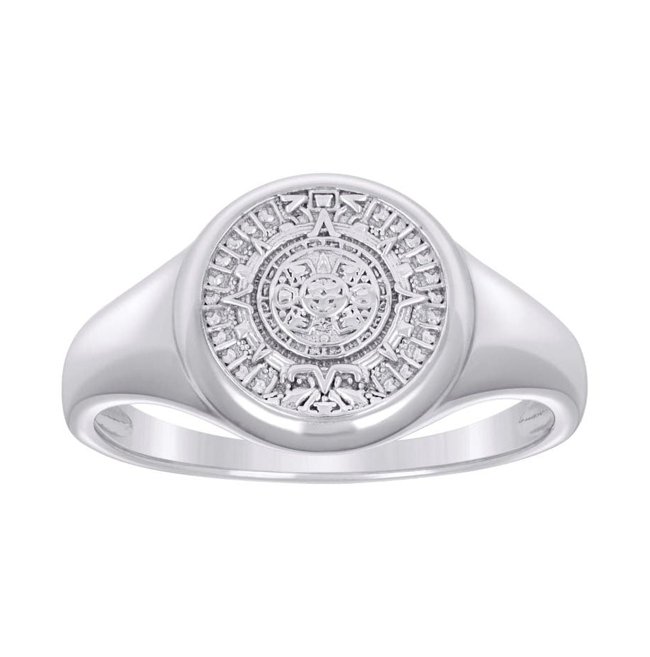 Sterling Silver Men's Aztec Calendar Fashion Bridal Anniversary Wedding Engagement Band Ring