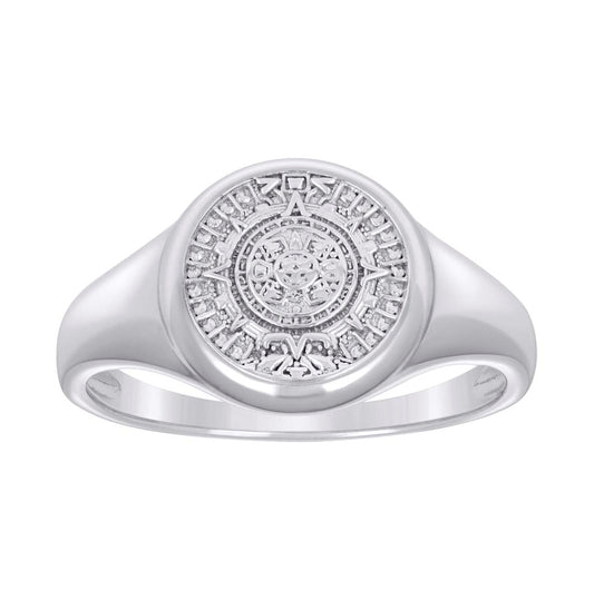 Sterling Silver Men's Aztec Calendar Fashion Bridal Anniversary Wedding Engagement Band Ring
