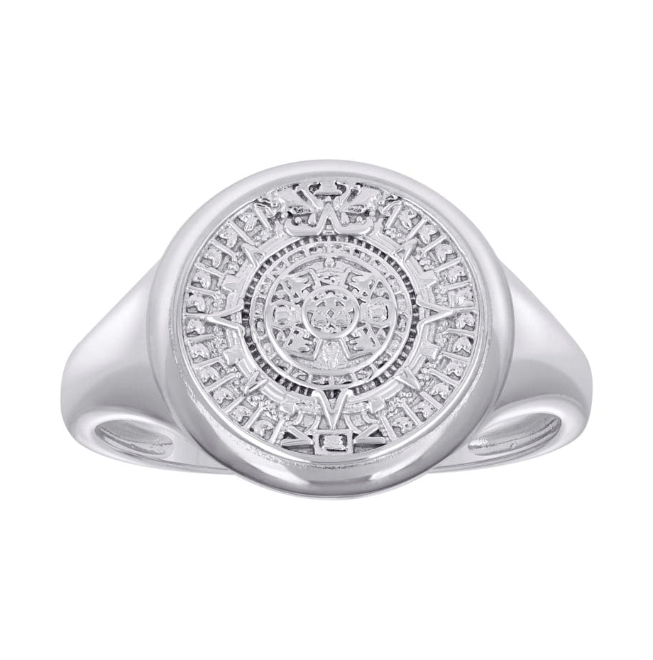 Sterling Silver Men's Aztec Calendar Fashion Bridal Anniversary Wedding Engagement Band Ring