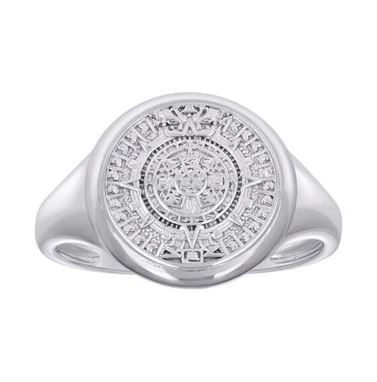 Sterling Silver Men's Aztec Calendar Fashion Bridal Anniversary Wedding Engagement Band Ring