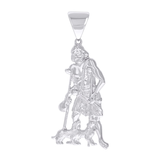 Sterling Silver Mens St. Lazarus Religious Charm Pendant