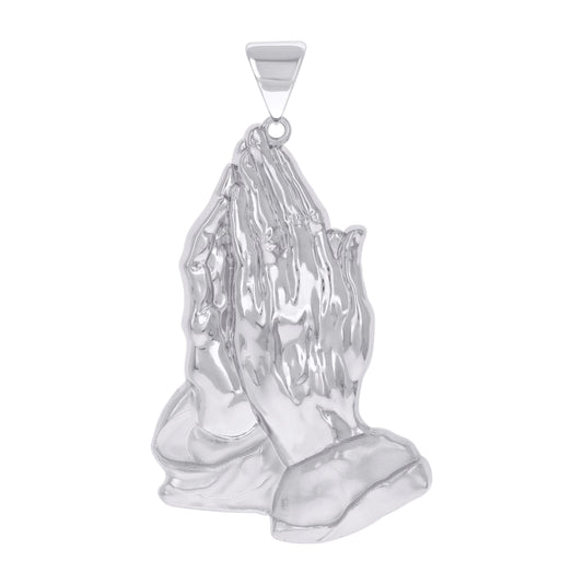 Sterling Silver Mens Praying Hands Symbol Religious Charm Pendant