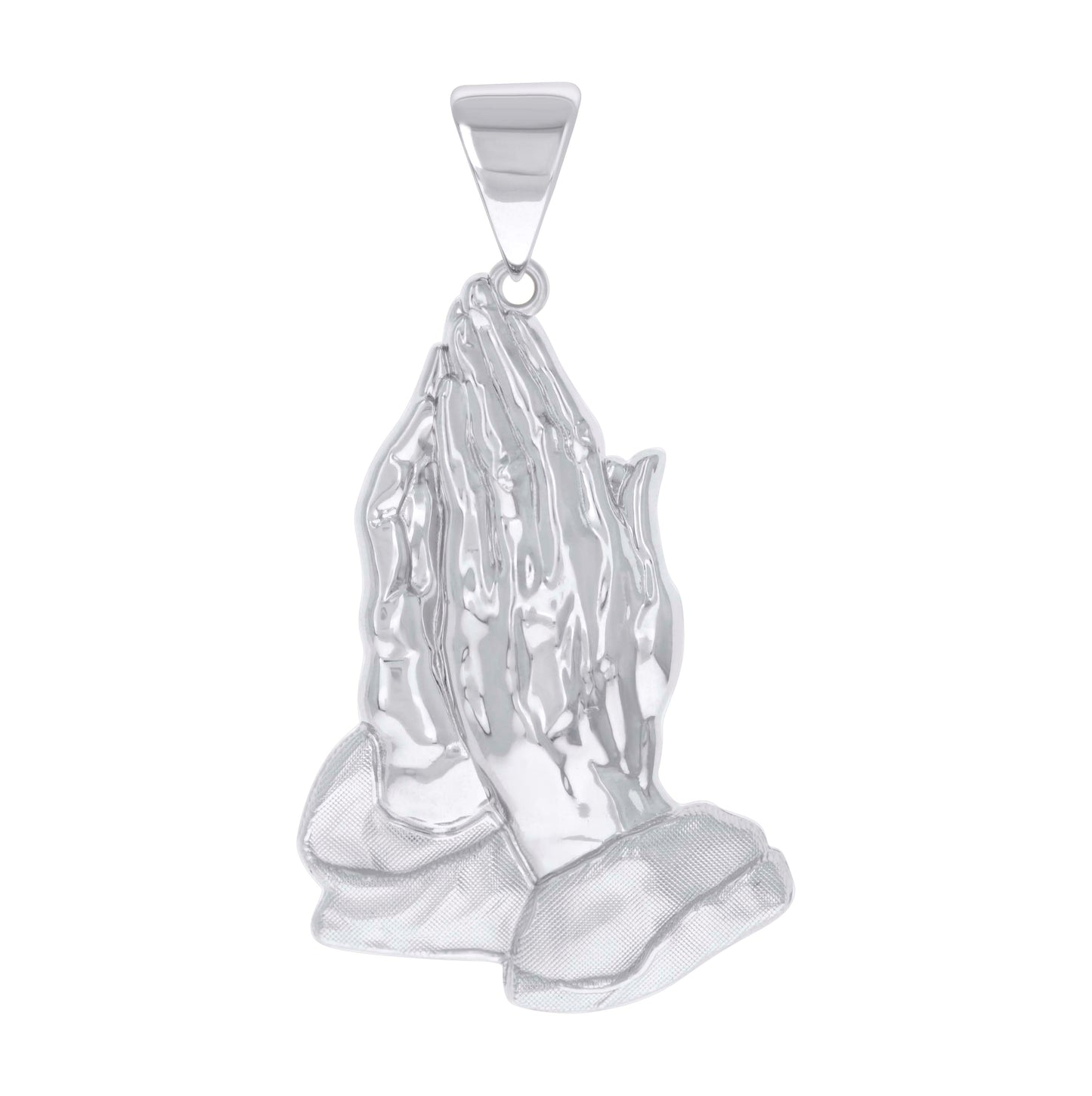 Sterling Silver Mens Praying Hands Symbol Religious Charm Pendant