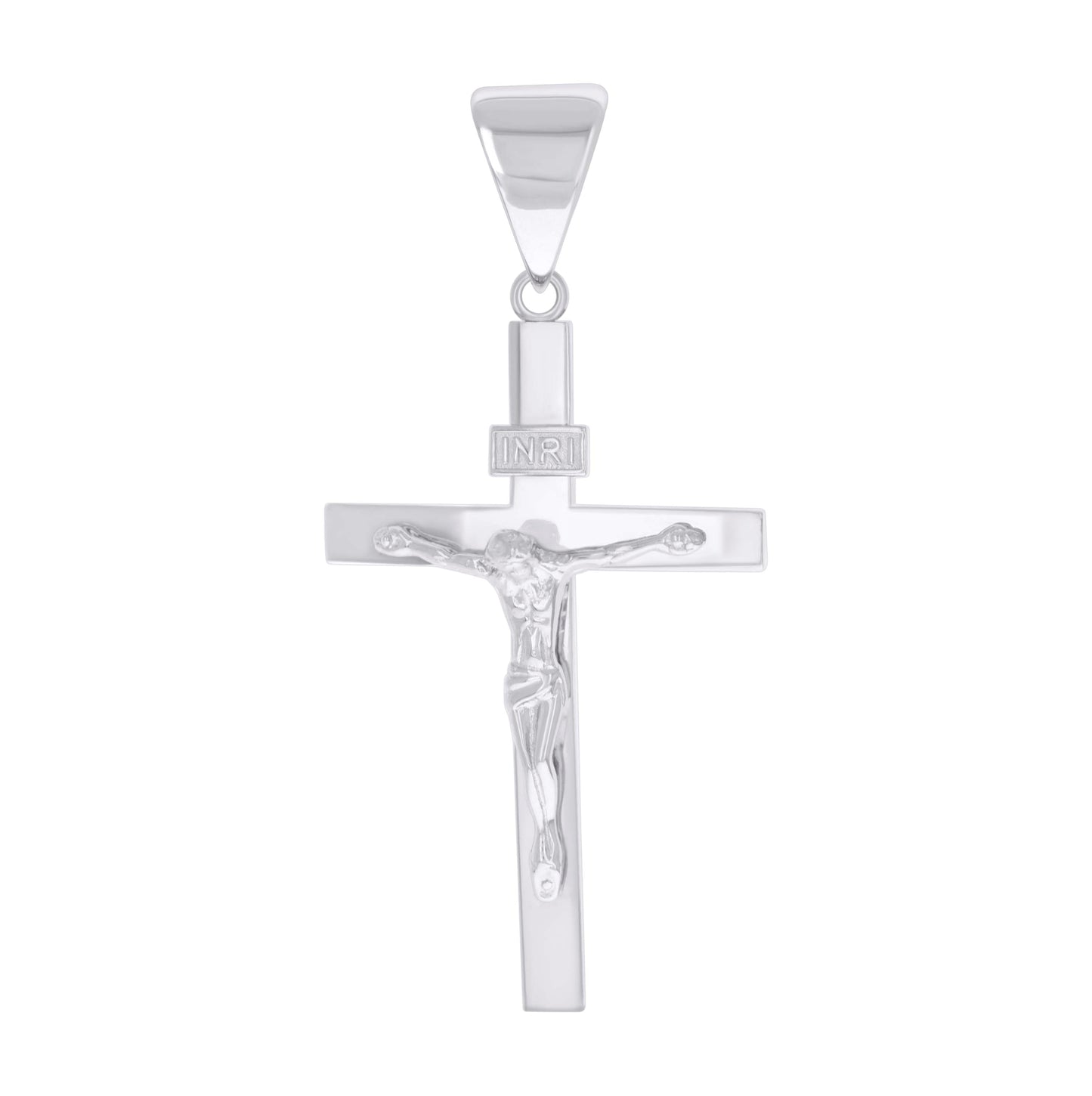 Sterling Silver Mens INRI Crucifix Cross Religious Charm Pendant