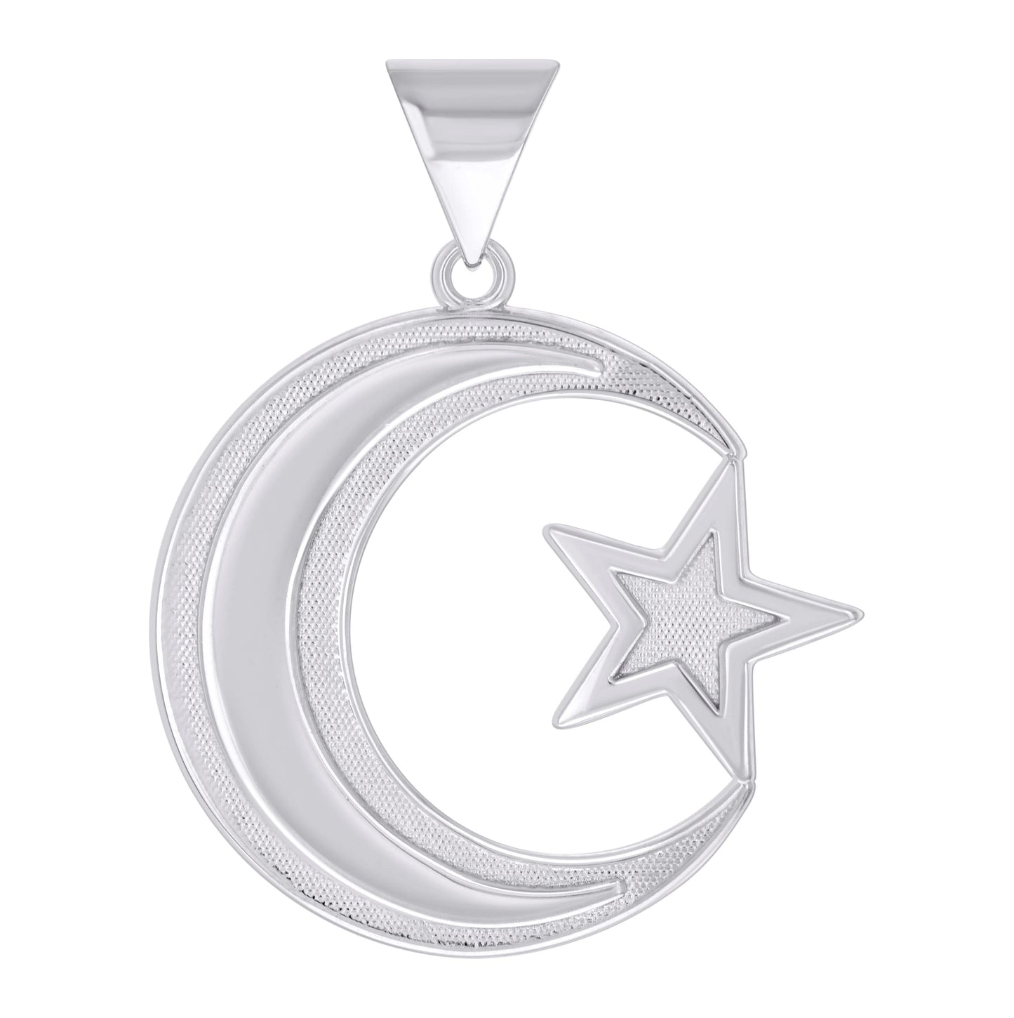 Sterling Silver Unisex Moon Star Celestial Religious Charm Pendant