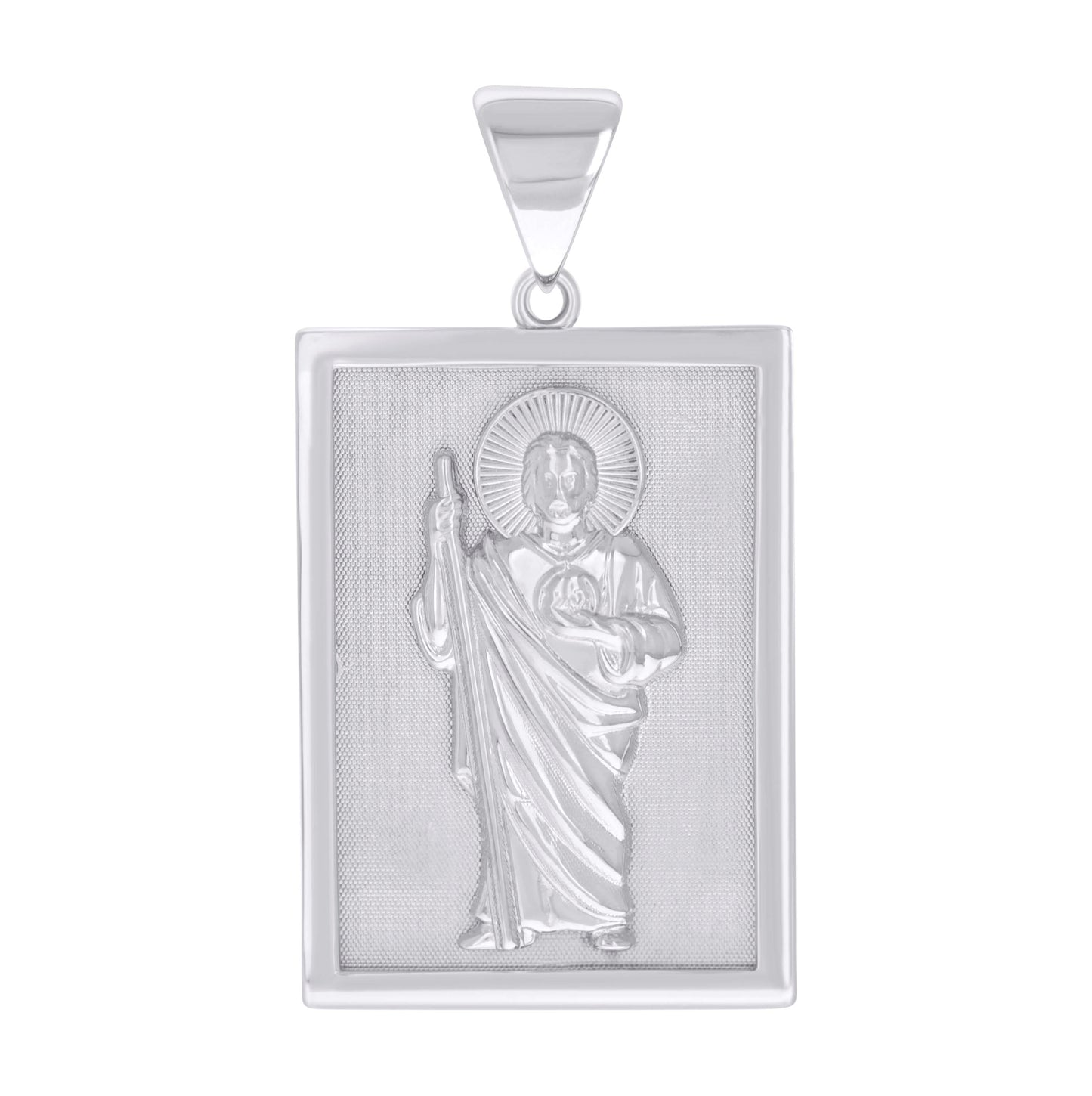 Sterling Silver Mens St. Jude Religious Charm Pendant