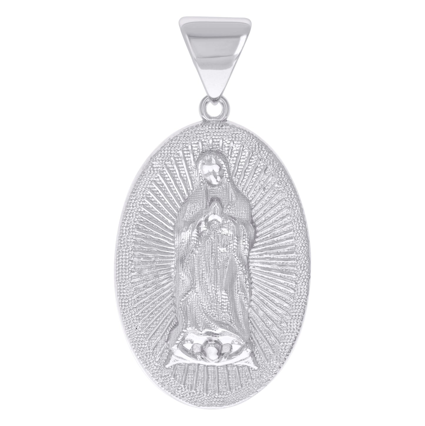 Sterling Silver Mens Guadalupe/Mother Marry Religious Charm Pendant