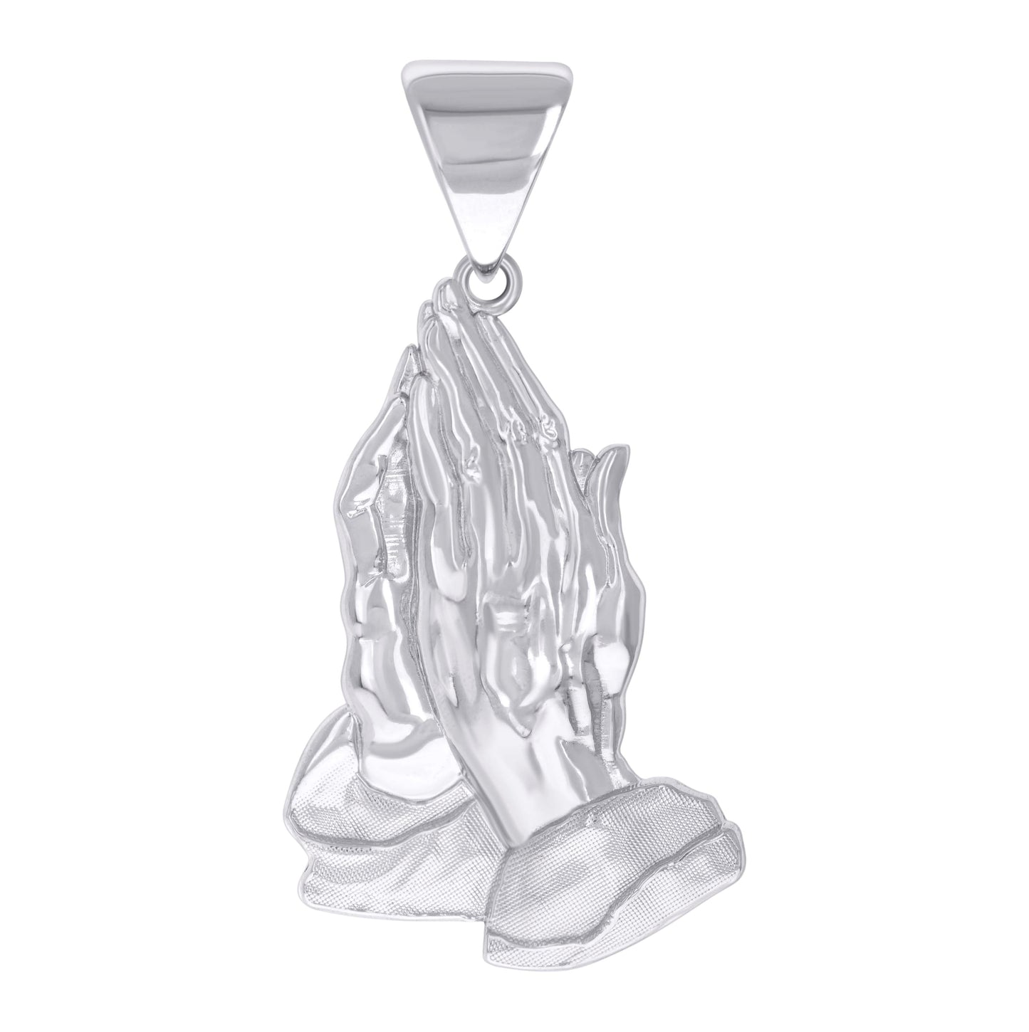 Sterling Silver Mens Praying Hands Symbol Religious Charm Pendant