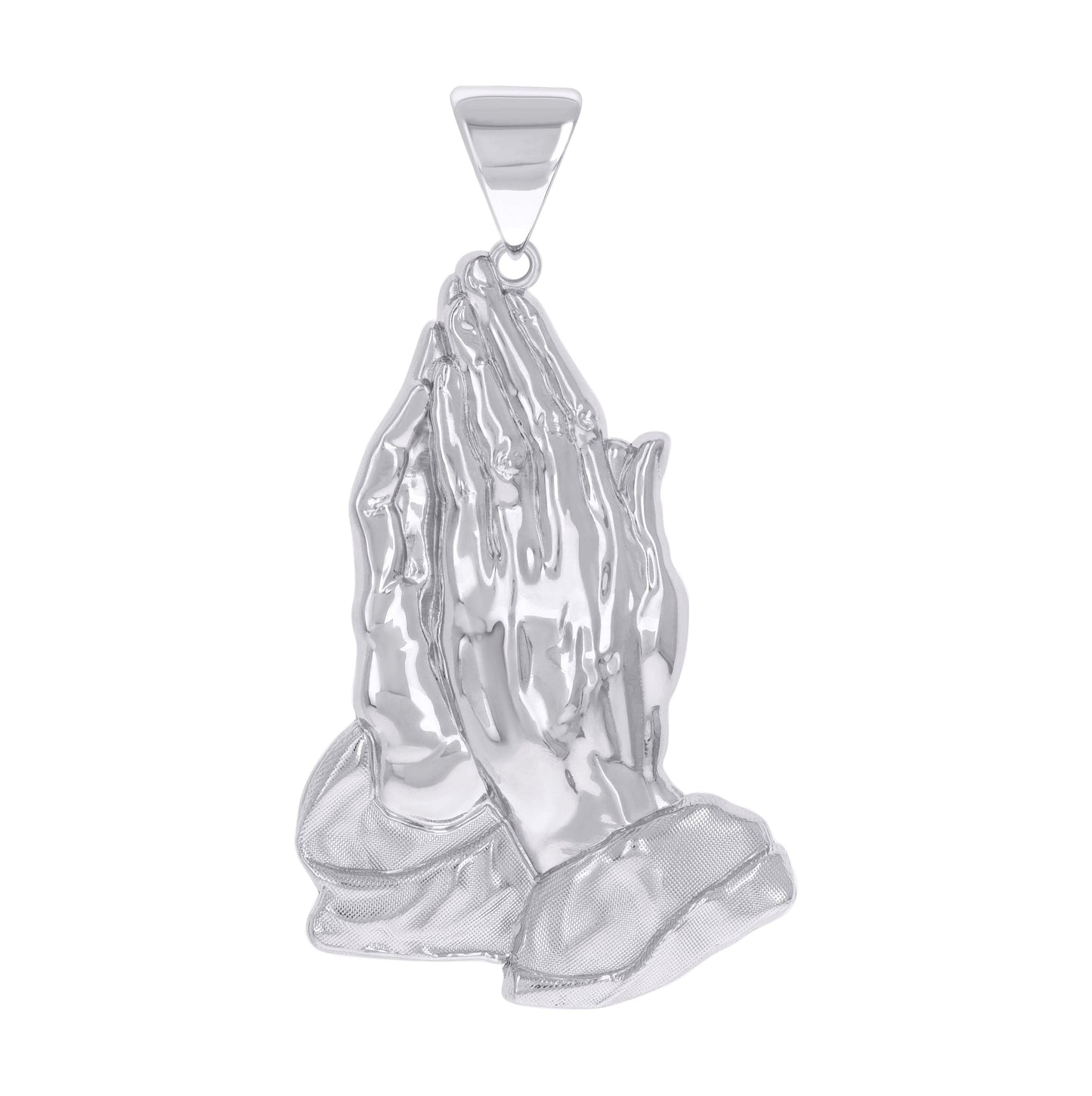 Sterling Silver Mens Praying Hands Symbol Religious Charm Pendant