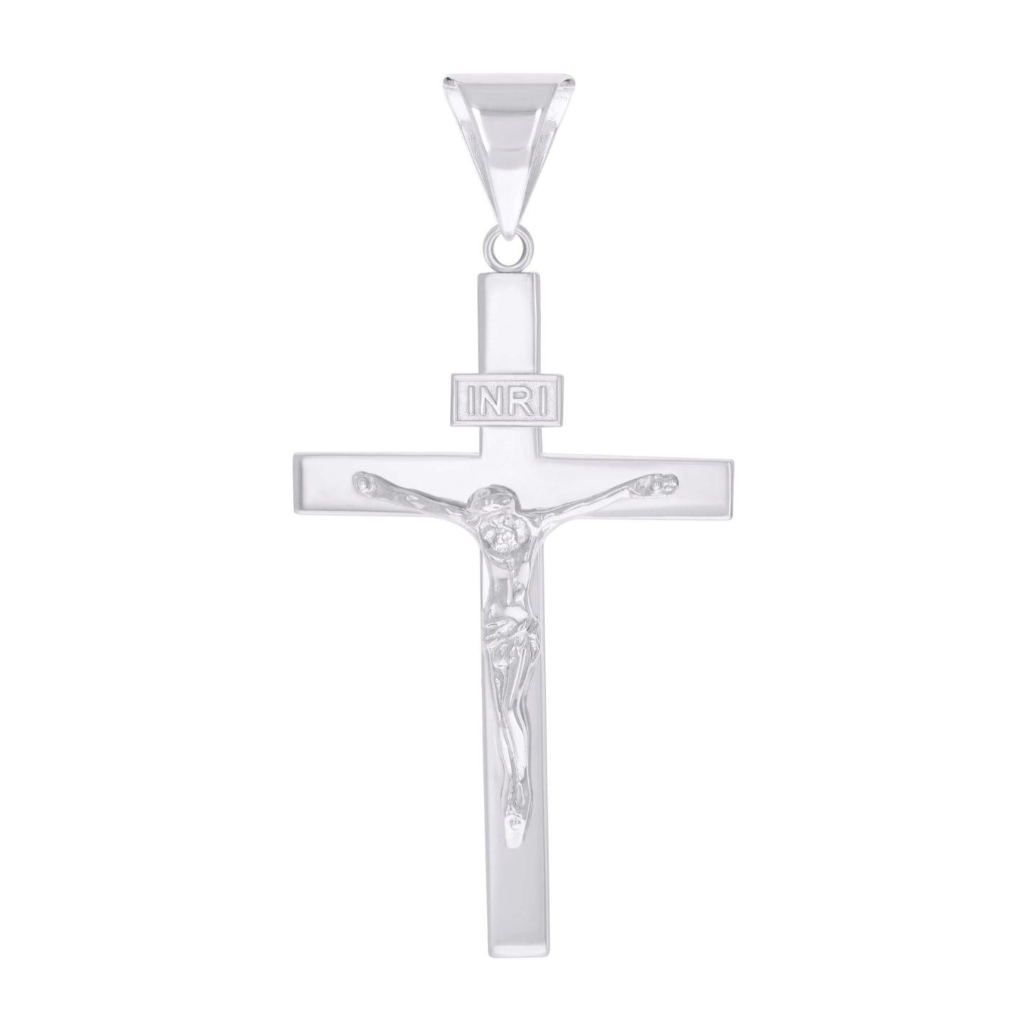 Sterling Silver Mens INRI Crucifix Cross Religious Charm Pendant