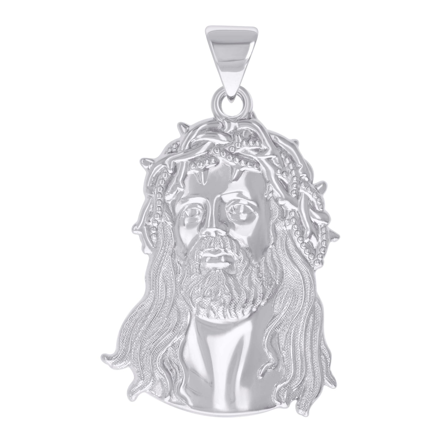 Sterling Silver Mens Jesus Religious Charm Pendant