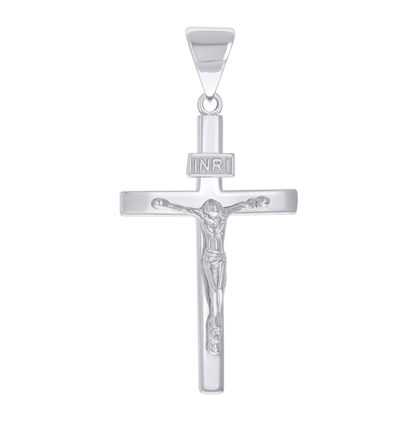Sterling Silver Unisex INRI Crucifix Cross Religious Charm Pendant