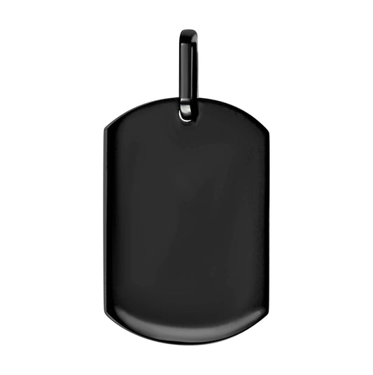 Stainless Steel Black-tone Mens Dogtag Charm Pendant