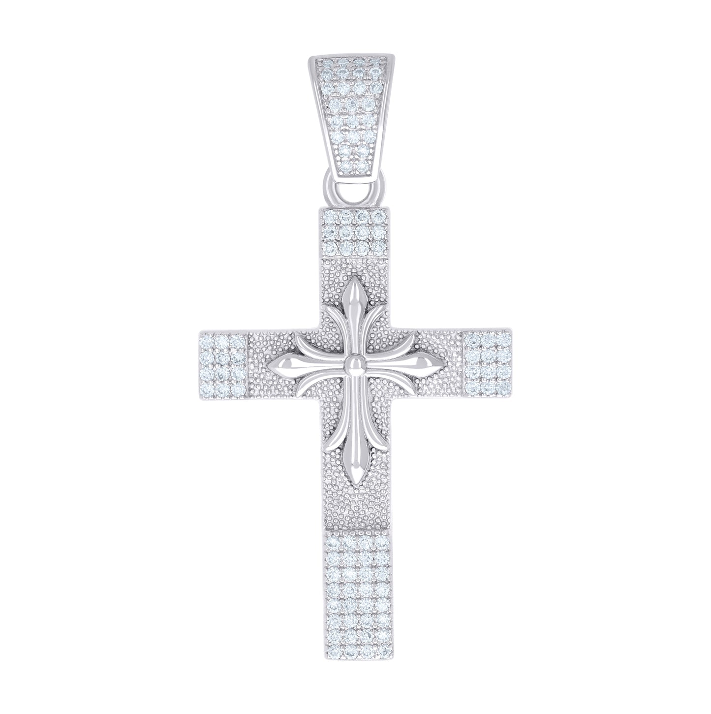Sterling Silver Mens 0.88 Cttw Moissanite Cross Religious Pendant