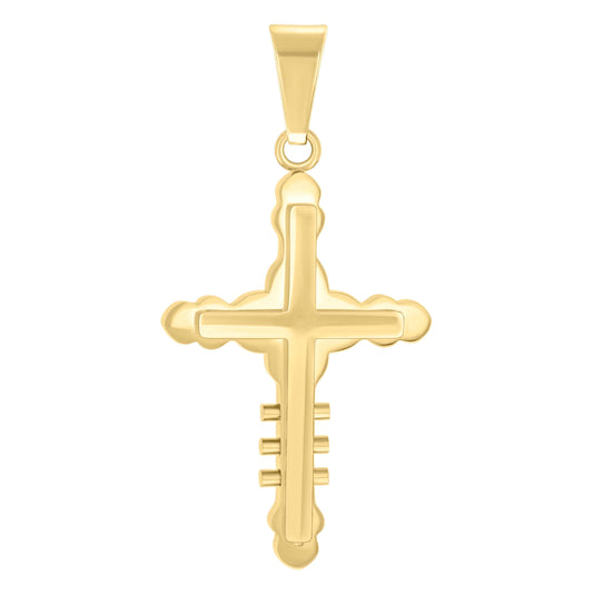 Stainless Steel Yellow-tone Mens Cross Religious Charm Pendant